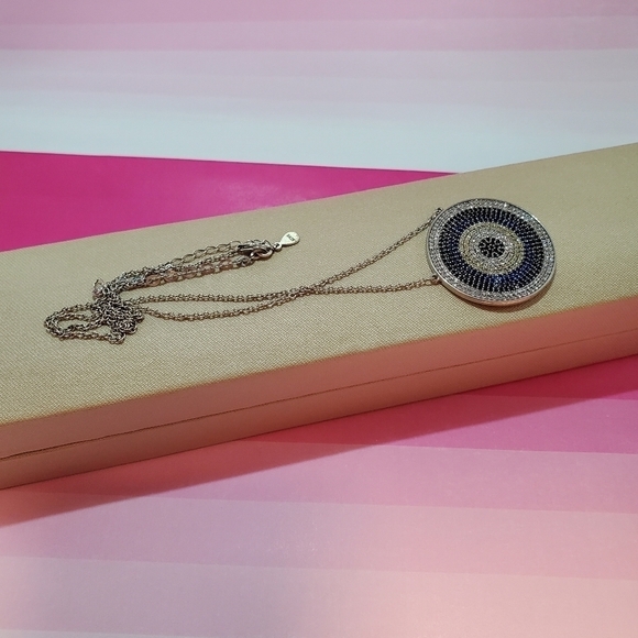 Made in Egypt silver chain W pendant with‎ gemstone White Blue New With Box - Picture 4 of 8